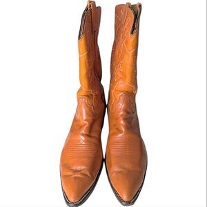 HYER Handtooled Brown Leather Western Cowboy Boots Size Men's 10 D